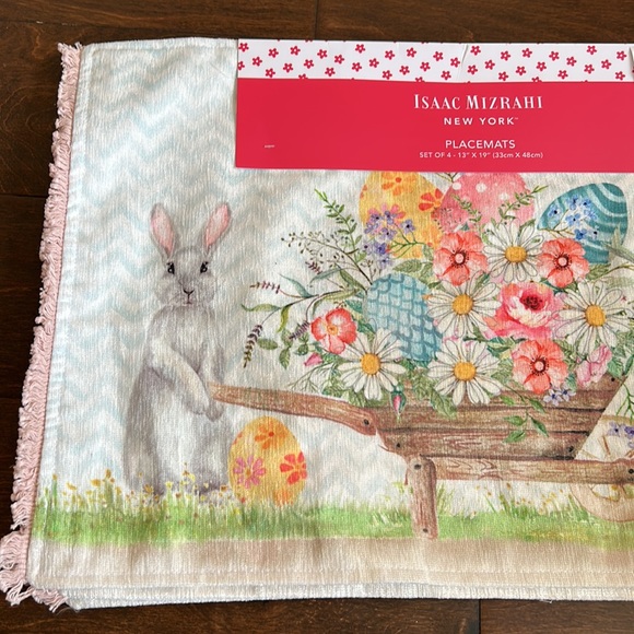 Isaac Mizrahi Set Of 4 Easter Eggs Bunny Floral  Placemats Garden - Picture 2 of 3
